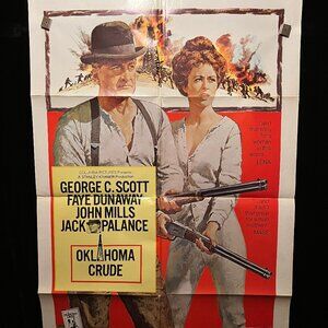 Original 1973 Oklahoma Crude One Sheet Movie Poster John Wayne Faye Dunaway